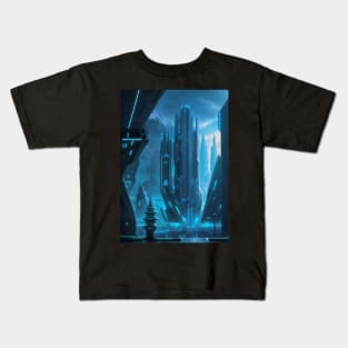 Cyber Space Port in A Futuristic City Kids T-Shirt